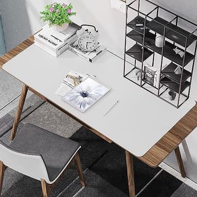 Leather Desk Protector, 47in*23.7in Large Mat with Natural Cork & PU Leather, Mouse Pad, Non-Slip Office Mat, Waterproof Writing Pad for Office and Home (Ivory White) - Image 7