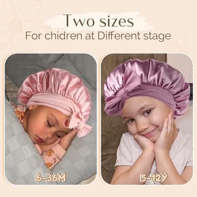 YANIBEST 2 PCS Baby Bonnet Silk Satin Bonnet for Kids Sleeping Cap Curly Natural Hair Silk Bonnets for Girls Boys Infant - Image 4