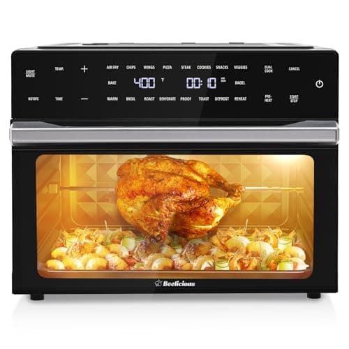 32QT Extra Large Air Fryer, 19-In-1 Air Fryer Toaster Oven Combo with Rotisserie and Dehydrator, Digital Convection Oven Countertop Airfryer Fit 13" Pizza, 6 Accessories, 1800w, Black - Image 1