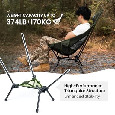 OneTigris Tigerblade High Back Camping Chair with Pillow Design, Comfortable Widened Seat Folding Chair - Image 6