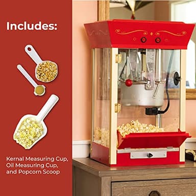 Nostalgia Popcorn Maker Machine - Professional Cart With 8 Oz Kettle Makes Up to 32 Cups - Vintage Popcorn Machine Movie Theater Style - Red - Image 4