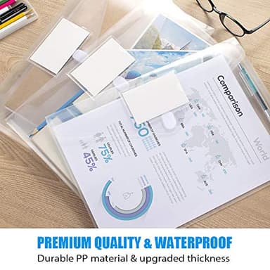 Sooez 10 Pack Plastic Envelopes File Folders, Clear Folder for Document US Letter A4 Size Poly Envelopes with Label Pockets for School Home Work Office Organizer, Clear - Image 6