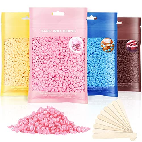 Hard Wax Beads, Professional Wax Beads for Hair Removal 400g Hair Wax with 10 Pcs Wood Sticks for Full Body Brazilian Bikini Face Legs Eyebrow Painless at Home for Woman Men - Image 1