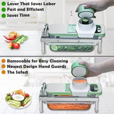 All-in-1 Vegetable Chopper with 8 Blades - Mandoline Slicer-Pro Food Chopper with Container - Veggie Salad Onion Chopper - Potato Dicer French Fry Cutter - Cheese Grater - Stainless Steel material - Image 3
