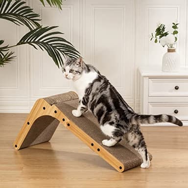 Poils bebe L Shape Cat Scratcher, 26.8 Inch Cat Scratchers for Indoor Cats, Protecting Furniture Cat Scratch Pad, Cardboard Cat Scratching with Ball Toy, Catnip, Large - Image 4