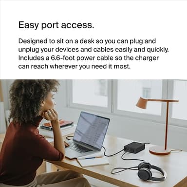 Belkin Charger Station 108W GaN - 2X USB-C and 2X USB-A Ports - Fast Desktop Charger Dock Hub for iPhone 17, Air, Pro, Apple Watch, iPad, MacBook, Samsung Galaxy S25, Nintendo Switch 2 - Black - Image 6