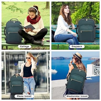 LOVEVOOK 40L Large Travel Backpack for Women Men, 17 Inch Carry on Backpack for Traveling on Airplane, Personal Item Travel Bag Airline Approved, Business Causal Weekender Backpack, Green-Black - Image 8
