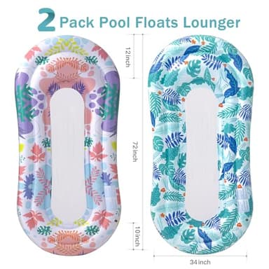 Stonful Pool Floats Lounger, 2 Pack Inflatable Pool Floats Adult Size, Water Hammock Pool Rafts Floaties for Swimming Pool Tanning Floating Pool Party Toys for Summertime Beach Outdoor - Multicolor - Image 7