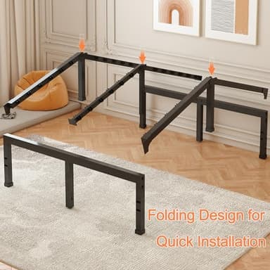 FUIOBYVV Queen Bed Frame, 14 Inch Heavy Duty Metal Platform Bed Frame Queen Size Support Up to 3500 lbs, No Box Spring Needed/No Shaking/Steel Slat Support/Noise Free/Easy Assembly - Image 7