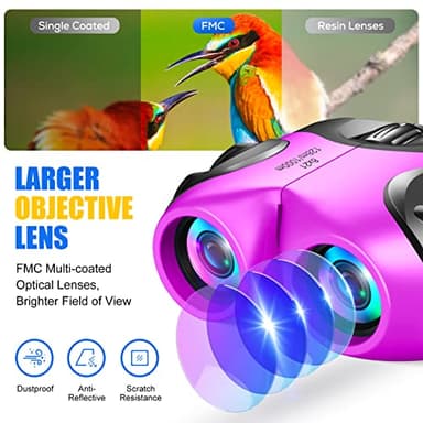 LET'S GO! Great Toys for Girls Boys Kids Age 3-9, Shockproof Binoculars Compact 8x21 High Resolution Fun Toys for Birthday for 5-9 Year Old Kids Girls Boys - Image 4