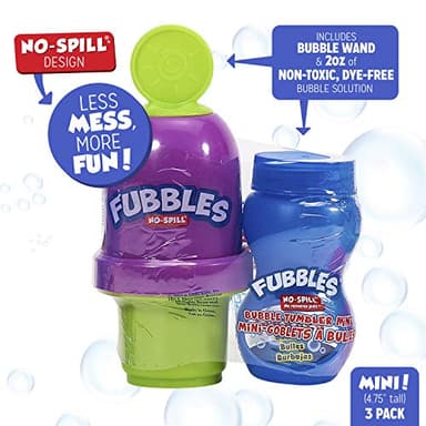 Fubbles Bubbles No-Spill Bubble Tumbler for Babies Toddlers and Kids | Includes 6oz Bubble Solution and Bubble Wand (Tumbler Colors May Vary)(Pack of 3) - Image 2