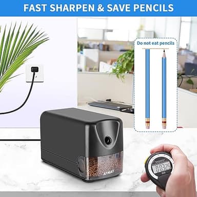 AFMAT Heavy Duty Electric Pencil Sharpener, Auto Stop Classroom Pencil Sharpeners for 6-11mm No.2/Colored Pencils, Pencil Sharpener for Large Pencils, Sharp Point, Save Pencils, Teachers Must Haves - Image 4
