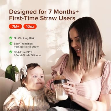 Thyseed PPSU Weighted Straw Cup with Handles Toddlers Transition Bottles to Sippy Cups No Spill Learner Milk Water Baby Bottle Soft Silicone Spout Dishwasher Safe BPA Free 6+ Months 10oz/300mL 1 Pack - Image 5