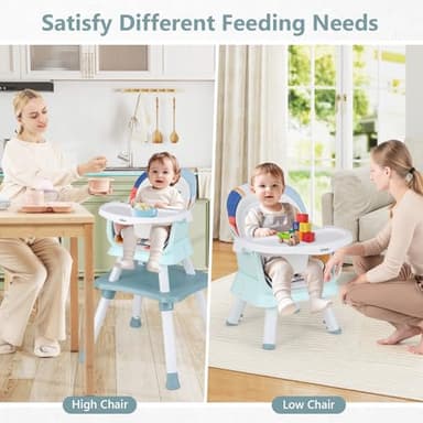 INFANS 8 in 1 Baby High Chair, Convertible Highchair for Babies and Toddlers, Infant Dining Booster Seat, Building Block Table, Kids Stool Table Chair Set with Removable Tray (8 in 1, Baby Blue) - Image 5