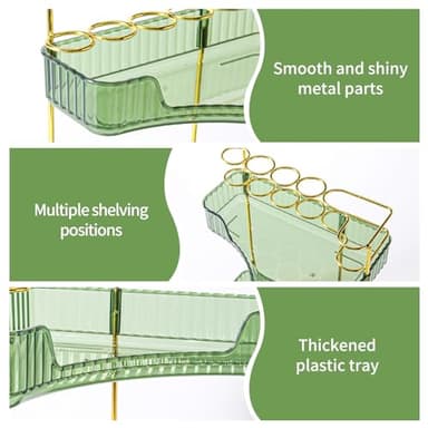 NATURE'S SOURCE Makeup Organizer for Vanity, 3-Tier Corner Bathroom Organizer Countertop with Makeup Brush Holder, Corner Counter Storage for Bathroom Dresser- Green - Image 4