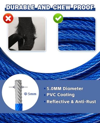 Dog Runner for Yard, Double Shock Absorption Trolley System for Large Dogs Up to 250LBS, Heavy Duty 200FT Tie Out Run Cable With 10FT Leads, Aerial Zipline for Outside, Camping - Image 4