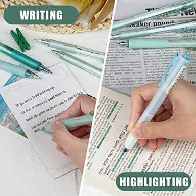 Four Candies Forest Series Gel Pens, Black & Green Ink Fine Point Smooth Writing Pens and Highlighter Set, Teal Office Supplies Back to School Stationery, Set of 12 - Image 7