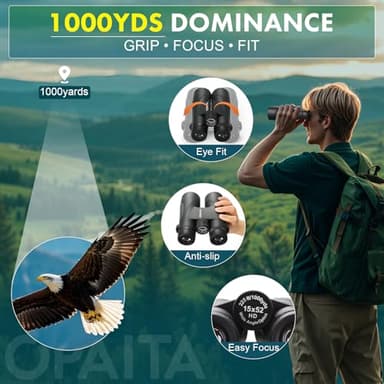15x52 Binoculars for Adults High Powered - OPAITA Bird Watching Binoculars Lightweight with HD Large Range View Powerful for Hunting Traveling Stargazing Cruise Trip Sports - Image 6
