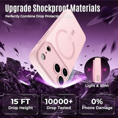 Symcele Designed for iPhone 17 Pro Max Case, Compatible with MagSafe, [Camera Protection] [15FT Military Drop Protection] Shockproof Translucent Matte Anti-Slip Phone Case, 6.9", 6.9", Pink - Image 4
