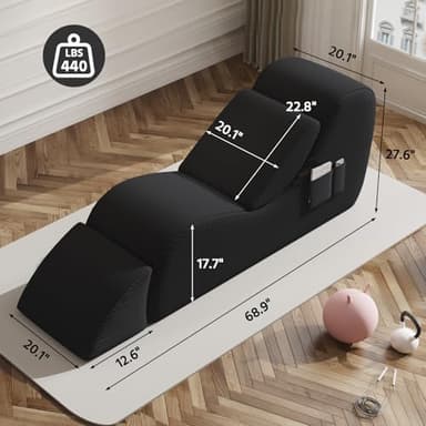 WHGBJA Yoga Chair, Lounge Chair for Yoga with Side Pocket&Lumbar Pillow&Ottoman, for Stretching, Relaxation - Image 2