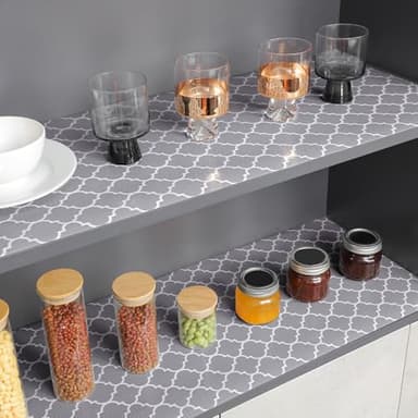Glotoch 2 Rolls Non Adhesive Shelf Liners for Kitchen Cabinets, Waterproof Drawer Liners for Kitchen, Non Slip Cabinet Liners for Shelves/Dresser/Refrigerator/Bathroom, 17.5" x 30 FT, Gray - Image 7