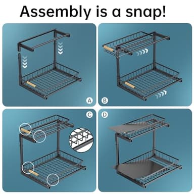 Delamu 2 Pack Under Sink Organizer and Storage, 2 Tier Pull Out Cabinet Organizer, Slide Out Under Sink Storage Shelf, Undersink Organizers Shelves for Kitchen Bathroom Pantry Organization - Image 7