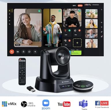TONGVEO Wireless Conference Room Webcam, Church Live Streaming 20X USB 1080P 60fps PTZ Camera for Worship Services Online Conference, Works with Zoom, Skype OBS Easy to Set Up - Image 2