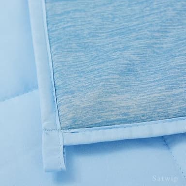 Satwip Cooling Weighted Blanket 12 Pounds Cool Moire Jersey Twin Size Bed Blanket for Hot Sleeper with Soft Breathable Sanded, 48 x 72 inches, Blue - Image 3