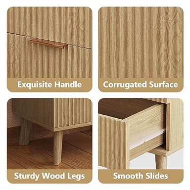 XUZENEST Fluted 3 Drawer Dressers, Modern Closet Dressers Chest of Drawers, Wood Storage Dresser Chest of Drawers Organizer for Bedroom Living Room Hallway Closet(Natural) - Image 3