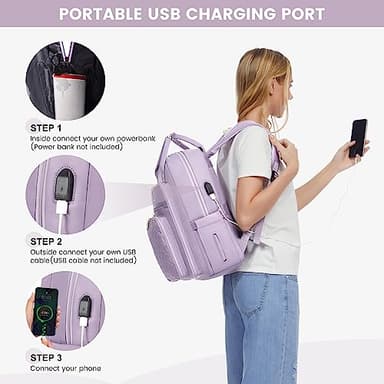 LOVEVOOK Laptop Backpack for Women, Water Resistant Travel Work Backpacks Purse Stylish College Bookbag Business Teacher Nurse Computer Bag with USB Charging Port, Fits 15.6" Laptop - Image 5