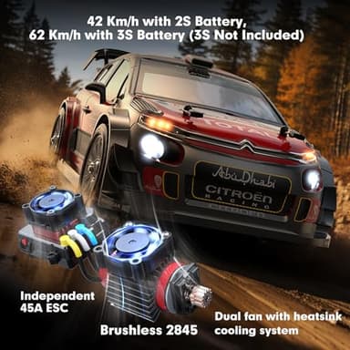 MJX Hyper GO 14303 1/14 Citroen C3 Fast RC Cars for Adults, Max 40mph Brushless RC Drift Car with Gyro, 4WD RTR High Speed RC Rally Car, 2 of 2000 mAh Drifting RC Remote Control Car for Adult - Image 2