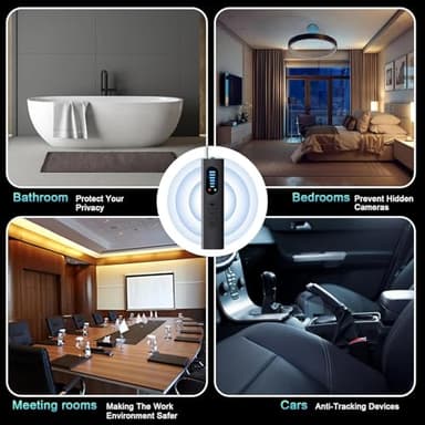 QEBAJI Hidden Camera Detectors, Spy Camera Finder, Portable Hidden Bug and Camera Detector, 5 Levels Sensitivity 6 Modes, Wireless Rechargeable for Home, Car, Hotel, Travel, 1 Pack, Full - Image 7