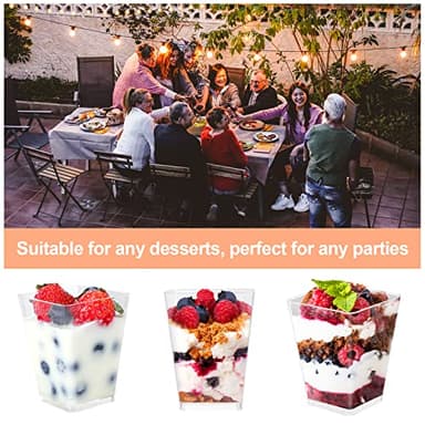 EASERCY 50 Pack 5 oz Plastic Dessert Cups with Lids, Yogurt Parfait/Appetizer Cup with Lids for Party, Mini Dessert Cups with Spoons Dessert Shooter Cups for Pudding, Fruit and Ice Cream - Image 7