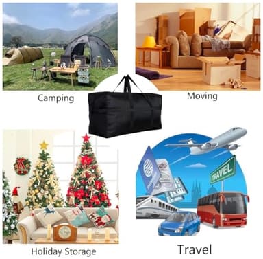 DoYiKe Extra Large Storage Duffle Bag with Zippers and Handles, Black Big Foldable Duffle Bag for Travel-130L - Image 6