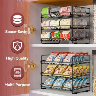 SUFAUY 3 Tier Can Organizer for Pantry, Holds 36 Cans, Heavy Duty Metal, Black - Image 8