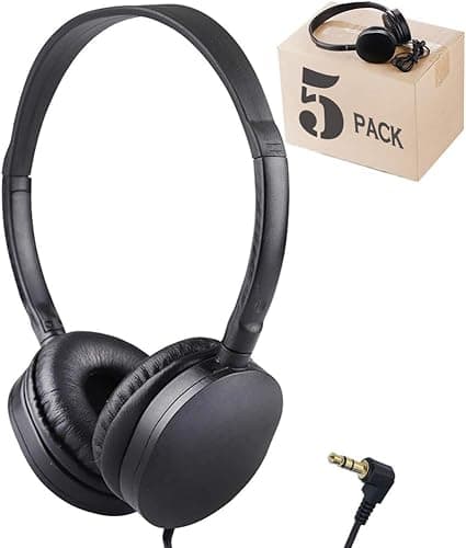 XOSDA Kids Bulk Headphones for Classroom 5 Pack, Wholesale Children Class Set Headphones for Schools, Student, Libraries, Computer Lab(Black,5 pcs) - Image 1