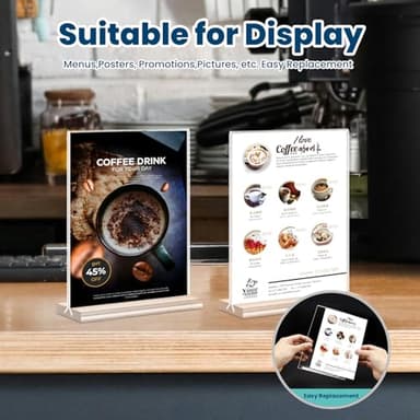 Acrylic Sign Holder, 5x7, 15 Pack Vertical Clear Table Menu Display, Double Sided, Plastic Stand, Suitable for Restaurants, Office, Store, Fair - Image 7