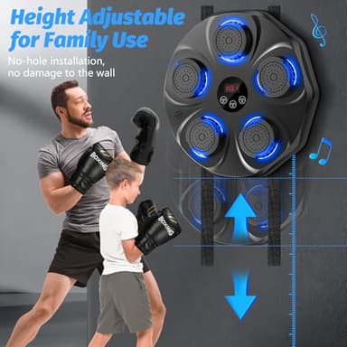TGLLM Music Boxing Machine, Interactive Punching Trainer with Boxing Gloves, Large Size Wall Mounted Electronic Boxing Target for Adults Kids, 9 Modes & 9 Speeds - Image 6