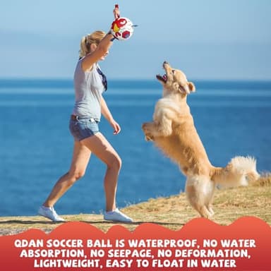 QDAN Dog Toys Soccer Ball with Straps - Durable Extra Large Dog Balls, Beach Pool Water Toys, Herding Balls (9 Inch) - Image 6