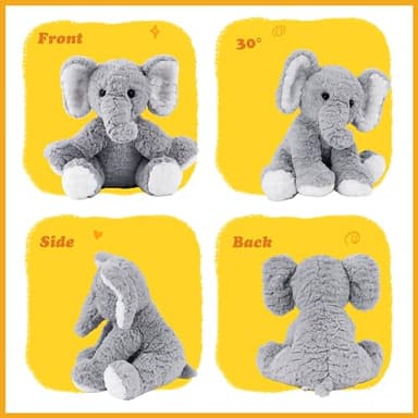 Mikee Fluffie Elephant Stuffed Animals Soft Plush Toy for Baby Girls Boys,12" Grey Soft Small Stuffed Elephant Huggable Gifts for Birthday - Image 3