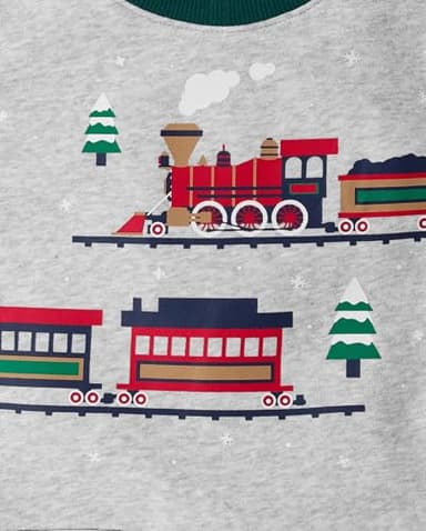 The Children's Place,Baby-Boys,and Toddler Sweatshirt and Sweatpant 2 Piece Outfit,Sprucshad Train Cargo,6 Months,9 Months - Image 2