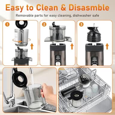 Cold Press Juicer - Juicer Machines with 4.3" Wide Feed Chute, 34oz Slow Masticating Juicer for Fruits and Vegetables, 99% High Juice Yield, Reverse Function, Dishwasher Safe - Image 7