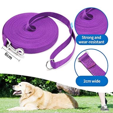 BAAPET 15/20/30/50/100 ft Long Dog Training Leash with Clickers for Small, Medium and Large Dogs or Cats (100 Feet, Purple) - Image 2
