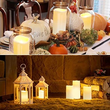 crowm Waterproof Flickering Flameless Candles, Battery Operated LED Pillar Votive Candles with Remote & Timer, Ivory Outdoor Electric Fake Candles, D2.2 x H4” 5" 6" 7", Set of 24 - Image 7