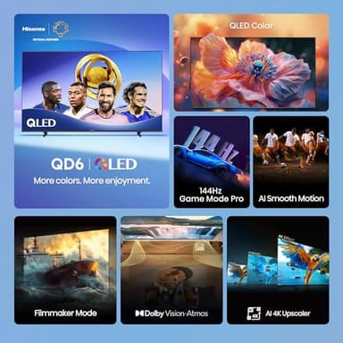 Hisense 100" Class QD6 Series (100QD6QF, 2025 Model) QLED 4K UHD Smart Fire TV, 144Hz, Voice Remote with Alexa, Dolby Vision, Dolby Atmos, Motion Rate 240, HDR 10+, Game Mode Pro, MEMC, VRR, ALLM - Image 3