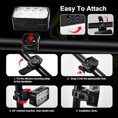 Super Bright Bike Headlight-Taillight Combinations, USB Rechargeable Bicycle Lights Front and Back, Waterproof LED Bike Lights for Night Riding, Mountain/Cycling/Scooter Safety Accessories - Image 7