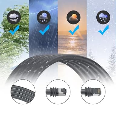 QIQIAZI Starlink Gen 3 Cable, Replacement Cable for Standard V3 Ethernet, Extension Waterproof Outdoor Starlink Cable Gen 3 Gray (150FT/46M) - Image 7