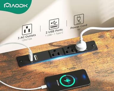 AODK Dresser with Charging Station, 52-Inch Long Dressers for Bedroom with 7 Large Fabric Drawers, Dresser TV Stand with Open Shelves for 55-Inch TV, Vintage - Image 4