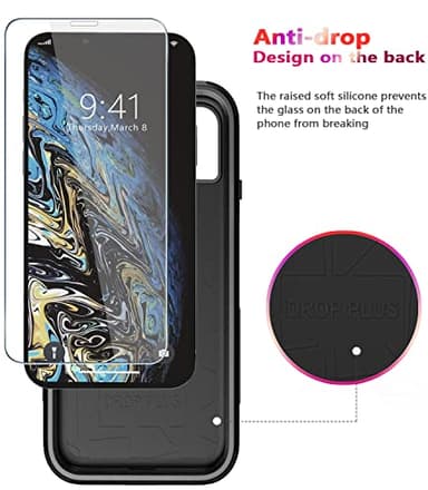 Diverbox for iPhone X Case/iPhone Xs Case [Shockproof] [Dropproof] [Tempered Glass Screen Protector ] Heavy Duty Protection Phone Case Cover for Apple iPhone X/XS (Black) - Image 5