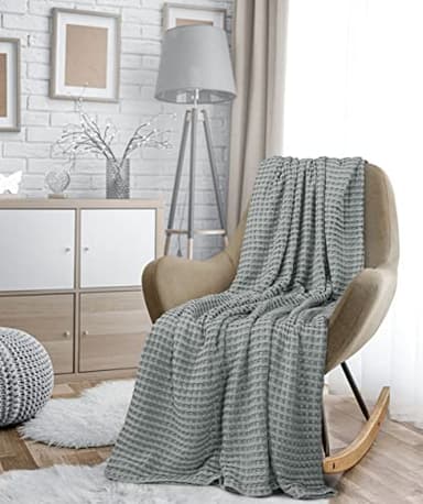 Utopia Bedding Cool Grey 100% Cotton Waffle Blanket 300 GSM [Twin - 90x72 Inch] Soft Lightweight Breathable Bed Blanket for All Season - Image 8